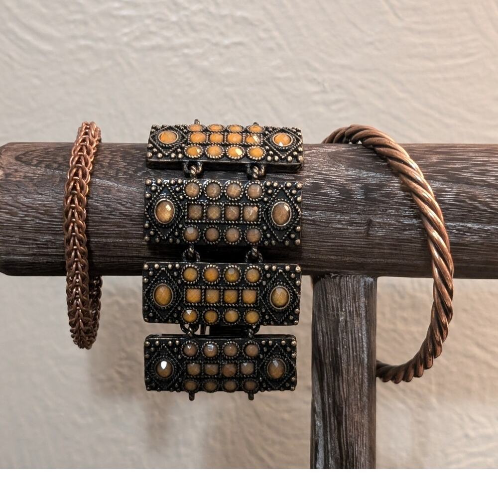 Lia Sophia Kiam Family by Lia Sophia Chunky Link Bronze Color Bracelet Plus Two